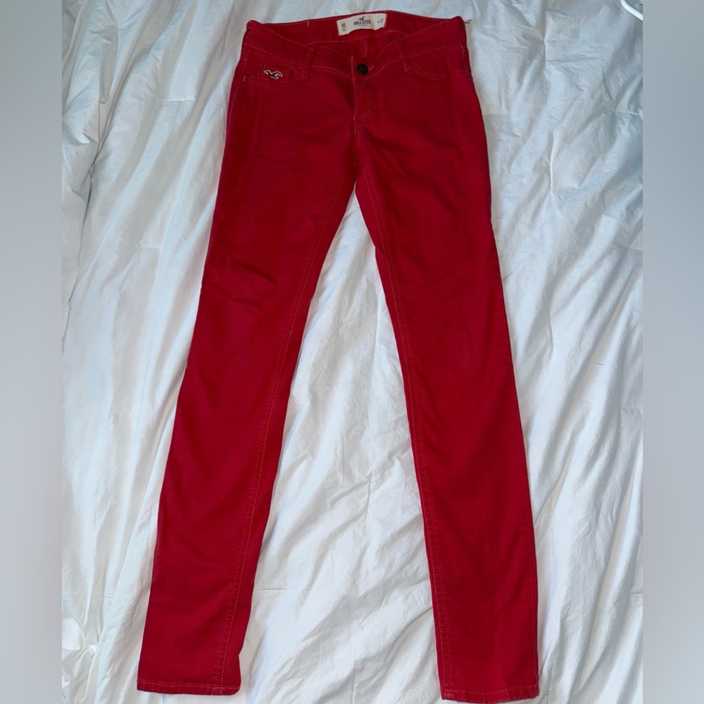 Hollister Y2K Vintage Women's Low Rise Red Skinny Jeans